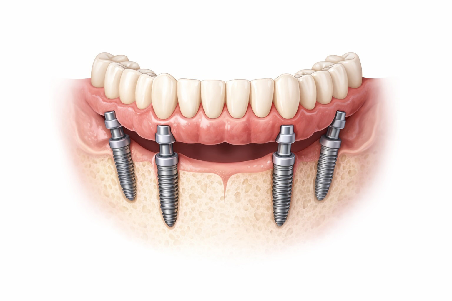 All-on-4 dental implants supporting a full arch of teeth